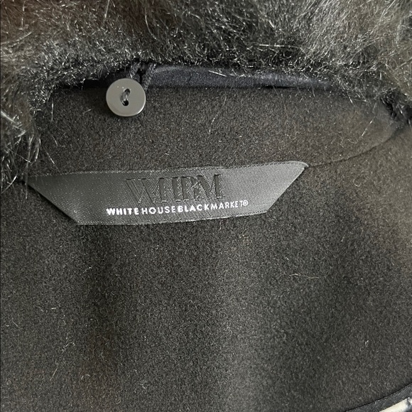 WHBM • NWT Black Fur-Collar Pea Coat - Picture 5 of 10